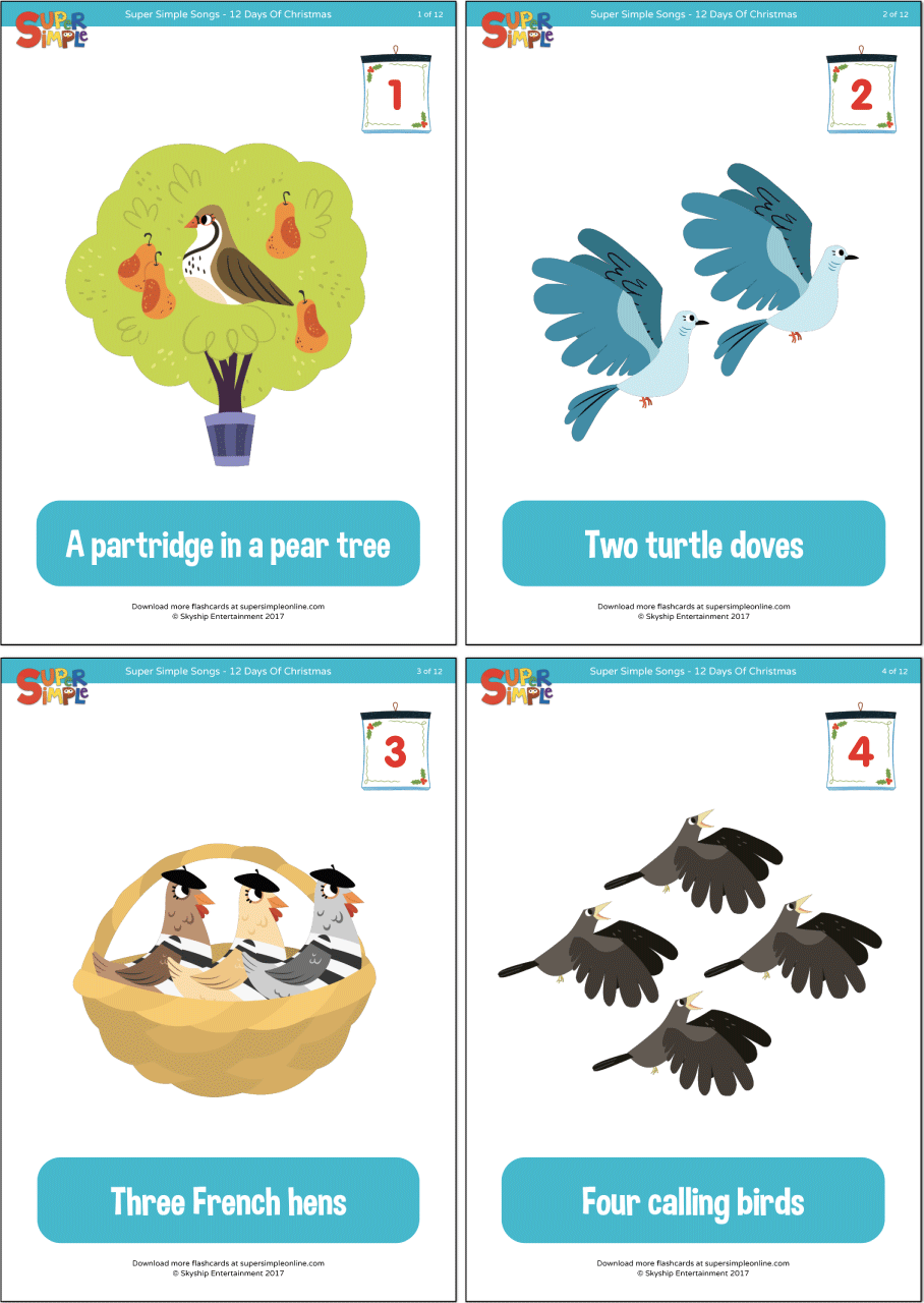 12 days of christmas flashcards - super simple